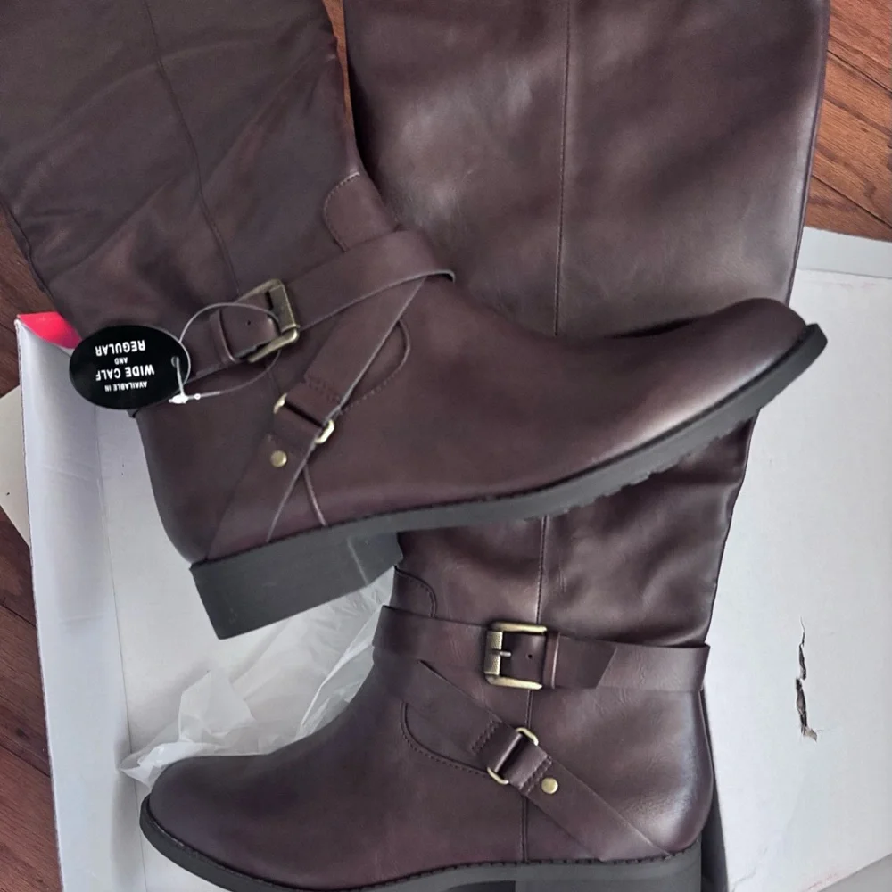 Style & Co. Tall Buckle-Accent Boots in Brown
